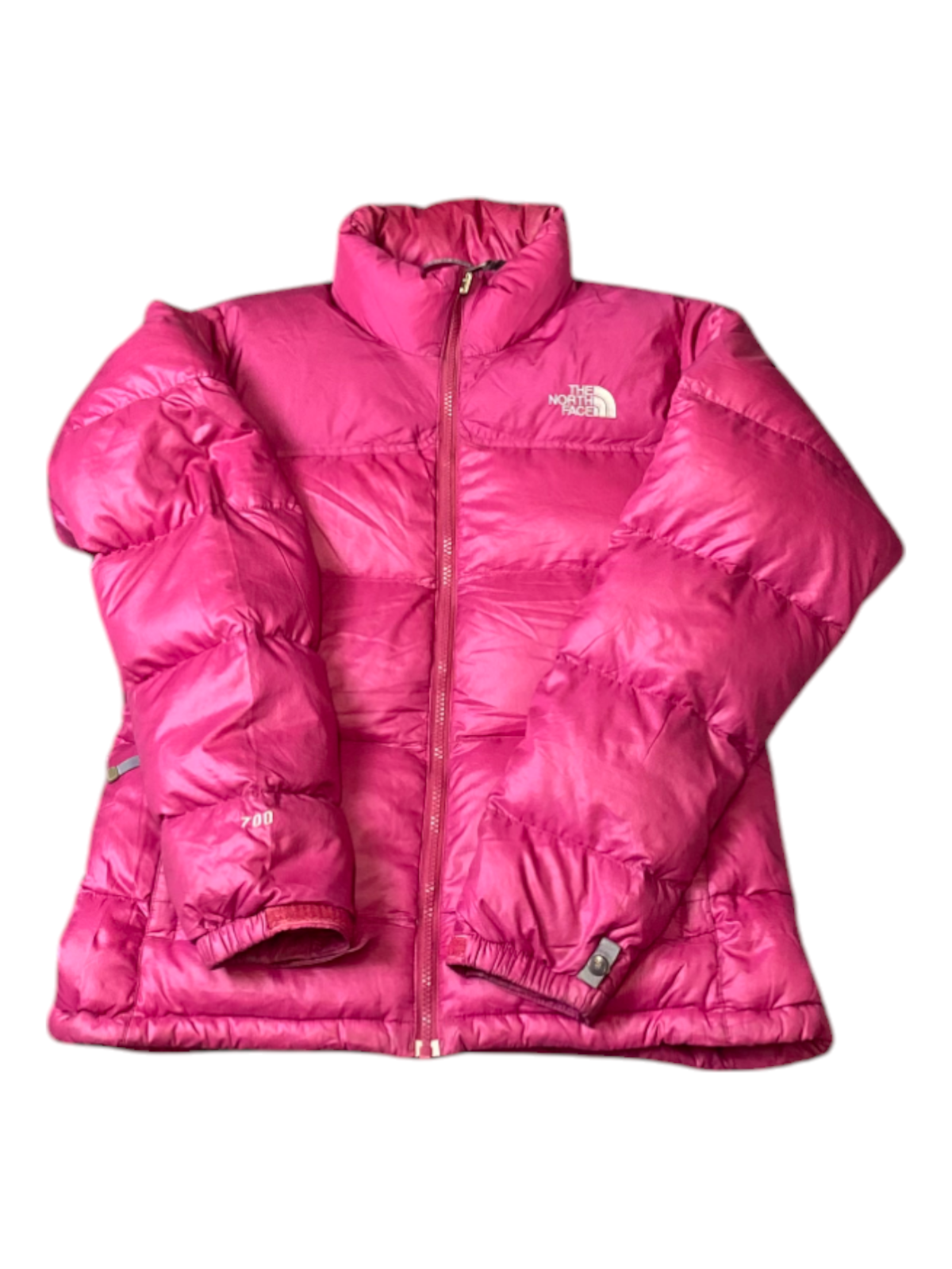 The North Face Nuptse 700 Down Puffer Jacket Women Large Pink Softshell Full Zip
