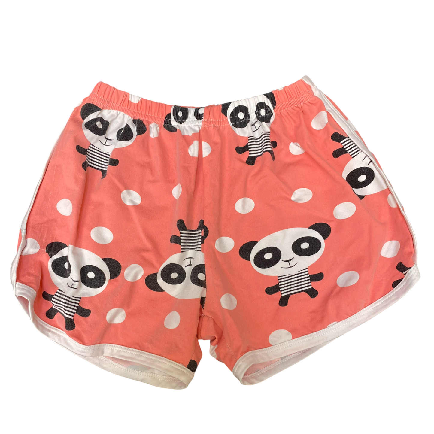 PJ Shorts Girls 10Y Coral Panda Polka Dot Athletic Fit Elastic Waist Dolphin Hem