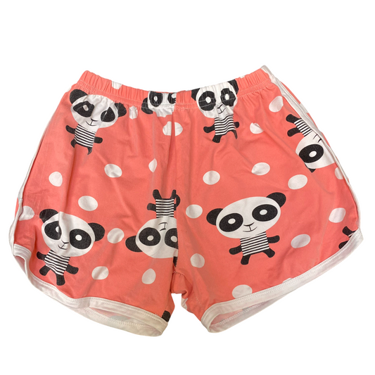 PJ Shorts Girls 10Y Coral Panda Polka Dot Athletic Fit Elastic Waist Dolphin Hem