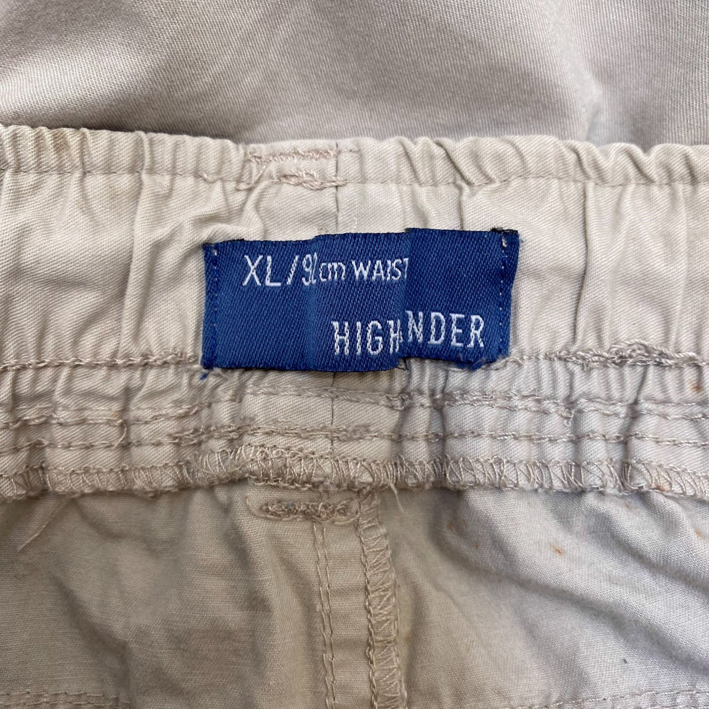 Highlander Cargo Pants Mens XL Beige Pockets Straight Relaxed Fit Drawstring
