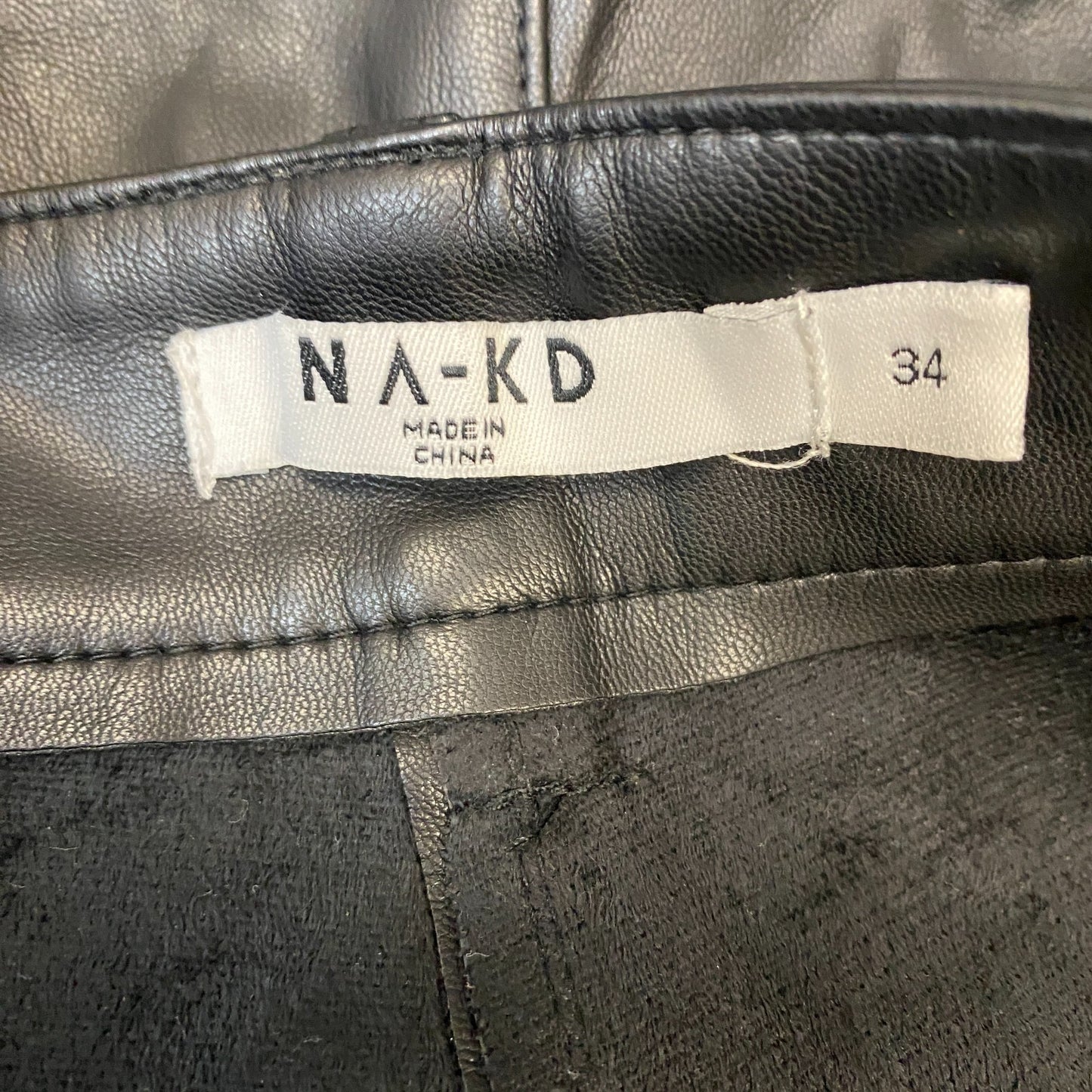 Na-Kd Joggers Fits as Womens 25" Waist Black Lined Faux Leather Pants Trousers
