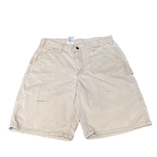 Carhartt Carpenter Shorts Fits as Men L 34" Waist Beige Relaxed Fit Work Utility
