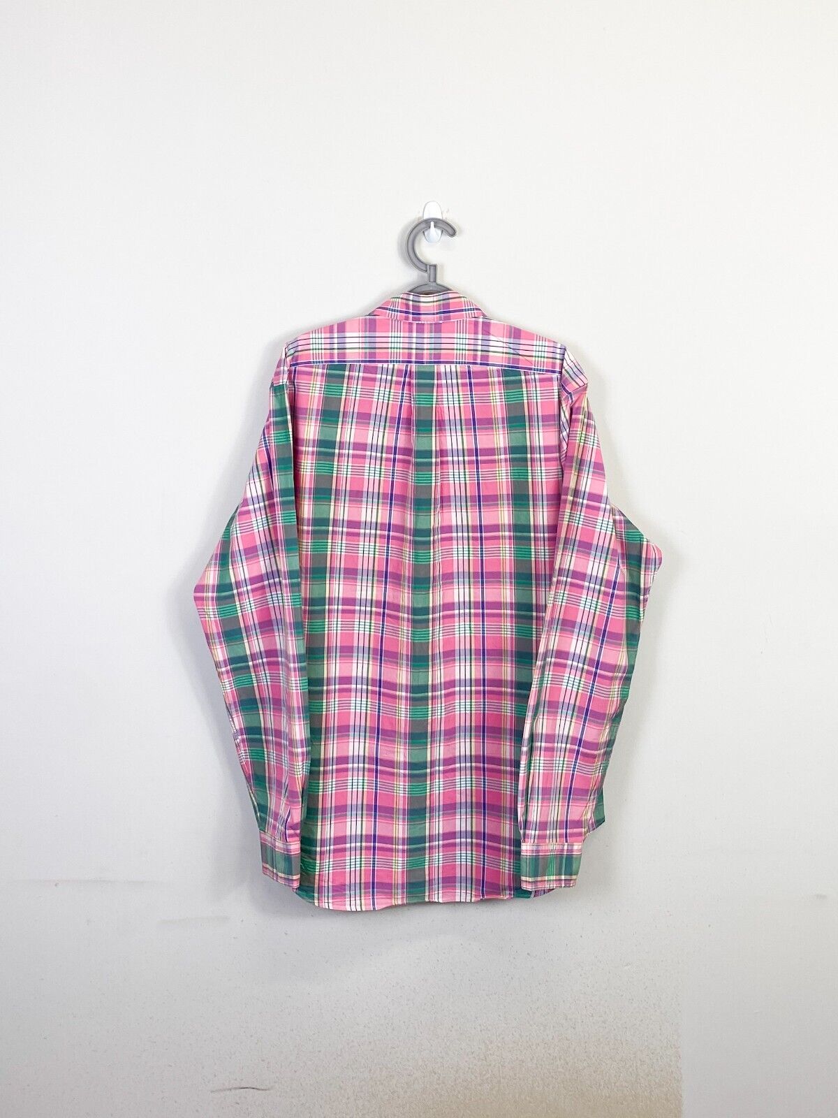 Ralph Lauren Shirt Mens Large Pink Plaid Long Sleeve Small Green Polo Pony Logo