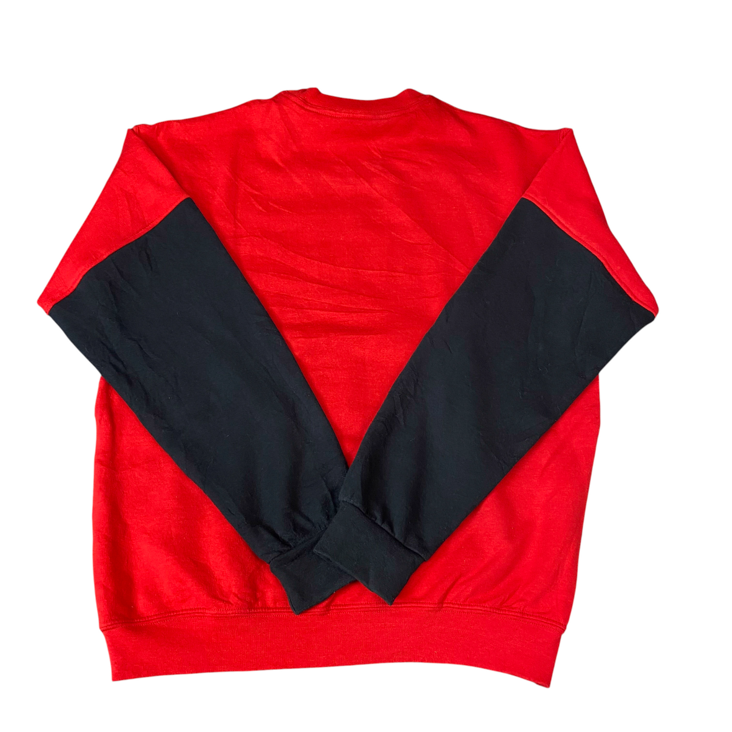 Nike Reworked Sweatshirt Mens M Black Red Embroidered Spellout Logo Vintage Y2K