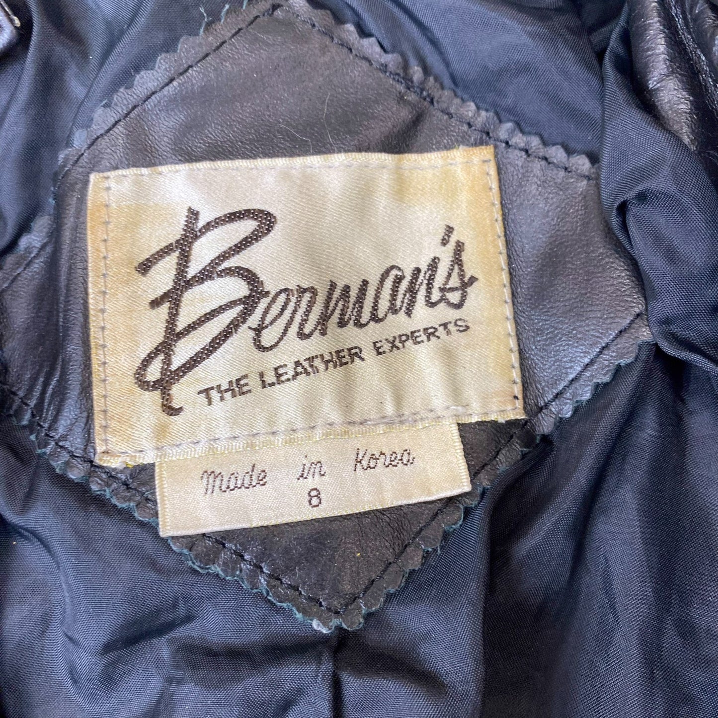 Bermans Jacket Womens Small Black Genuine Leather Long Sleeve Button Front