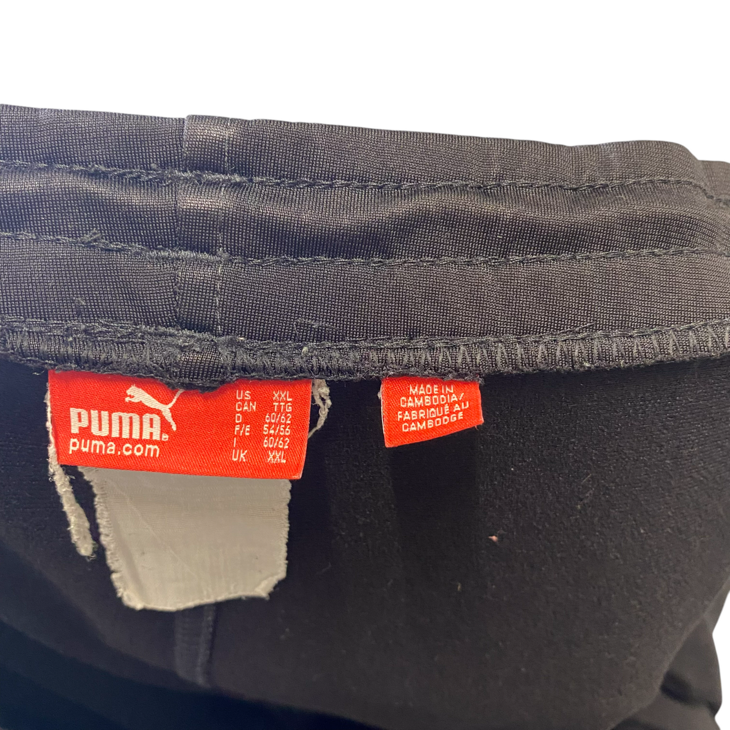 PUMA Joggers Mens 2XL Black Logo Elastic Waist Wide Leg Relaxed Fit Track Pants