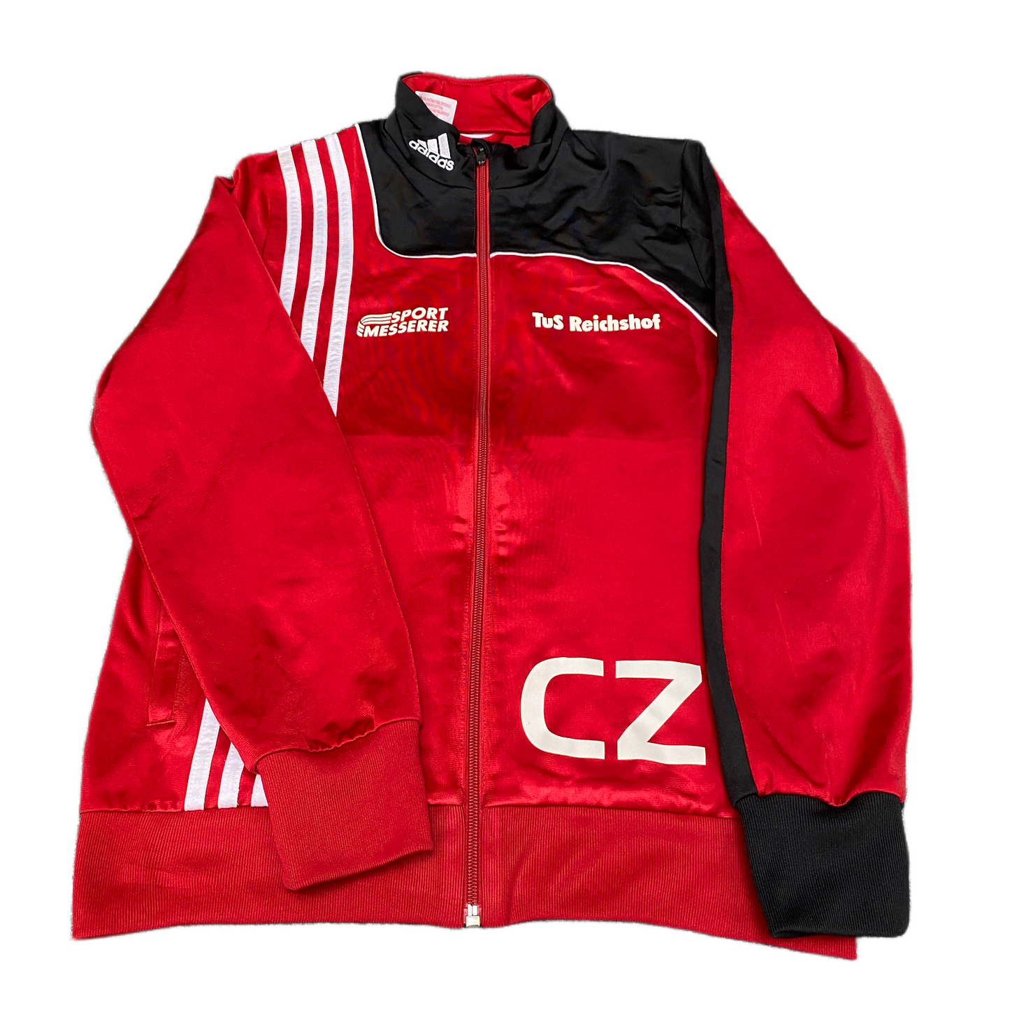 Adidas Track Jacket Boys Small Red White 3-Stripes Tus Reichshof Full Zipper