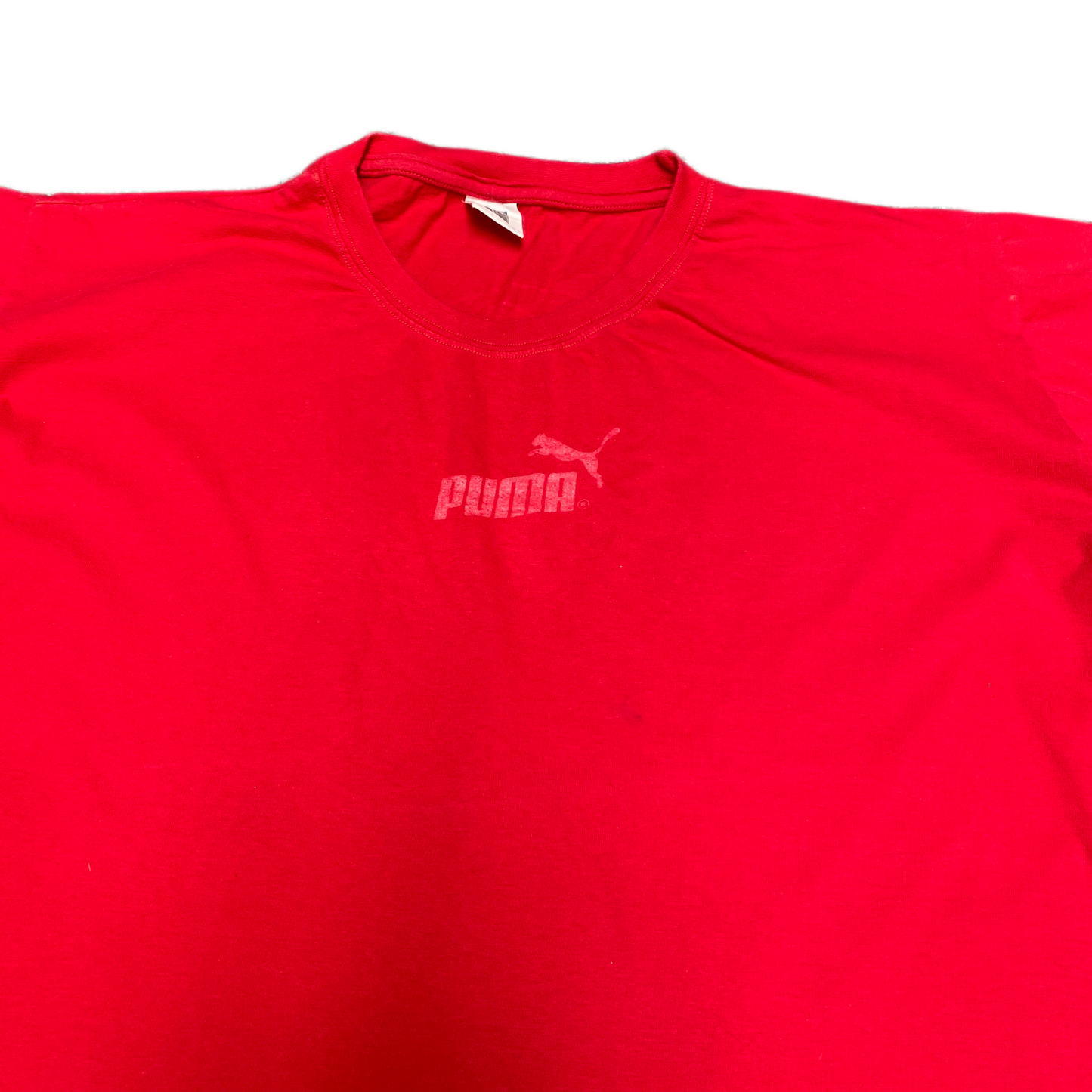 PUMA T-Shirt Womens Large Red Graphic Logo Short Sleeve Crew Neck Pullover Tee