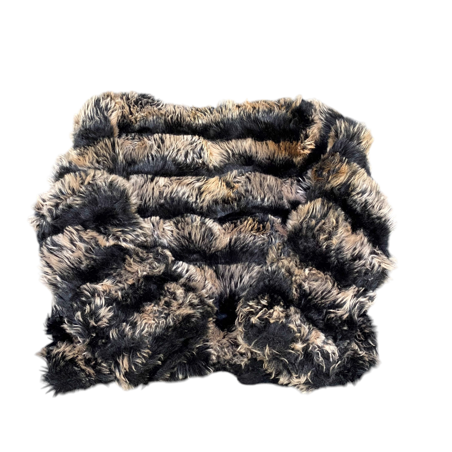 Flamant Rose Faux Fur Jackets Womens S/M Black Beige Long Sleeve Open Front