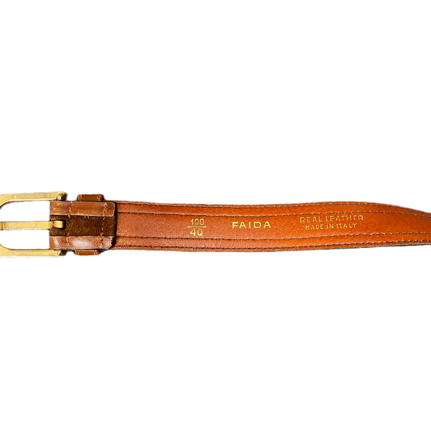 FAIDA Waist Belt Men Brown Leather Adjustable Gold Tone Pin Buckle 38 inches