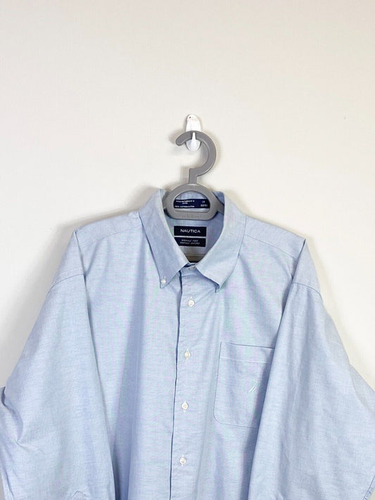 Vtg Nautica Dress Shirt Mens 2XL Blue Oxford Wrinkle Free Collared Button Down