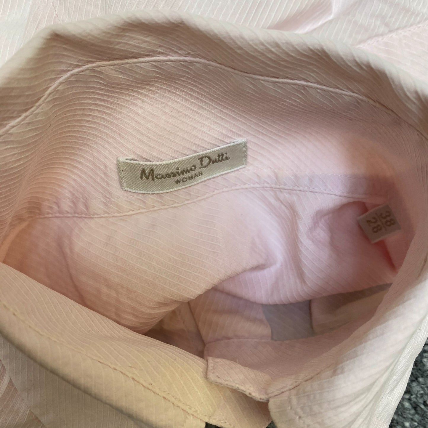 Massimo Dutti Shirt Top Womens M White Striped Long Sleeve Collared Button Down