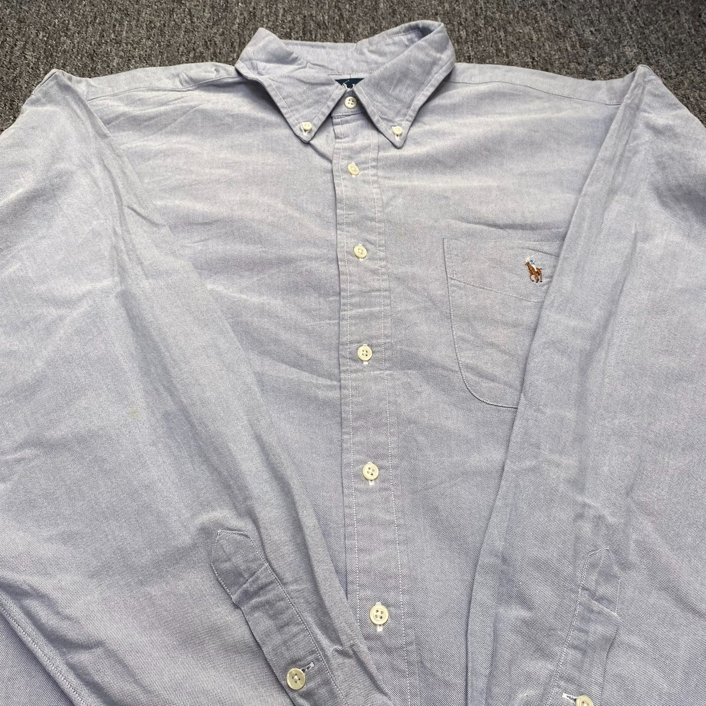 Ralph Lauren Shirt Mens XL Blue Tilden Long Sleeve Button Down Flesh Pony Logo