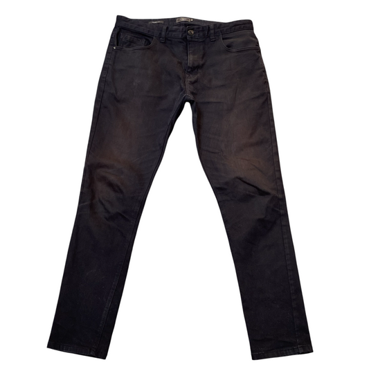 Next Jeans Mens 34W 30L Black Denim Faded Skinny Slim Fit Mid Rise Five Pocket