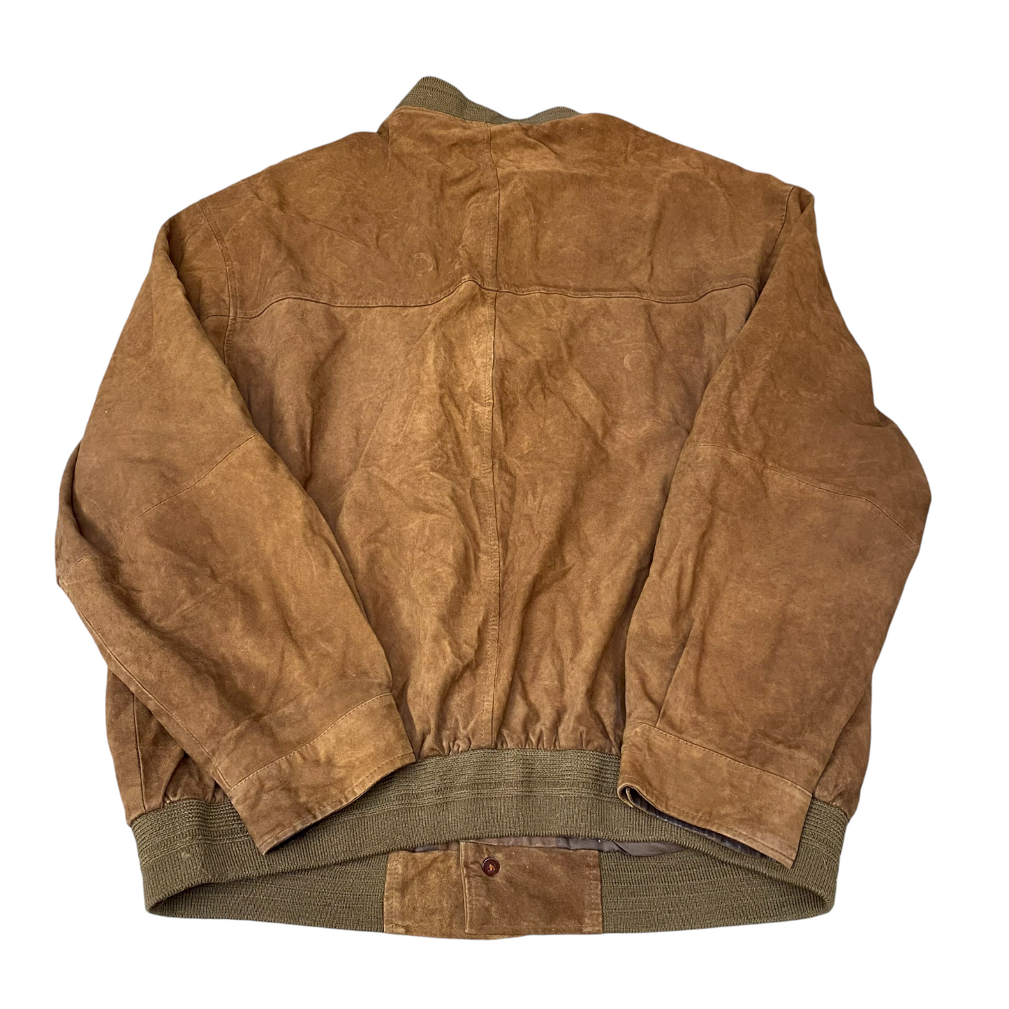 Genuine Leather Clothes by R&G Bomber Jacket Men Medium Brown Lined Button Front