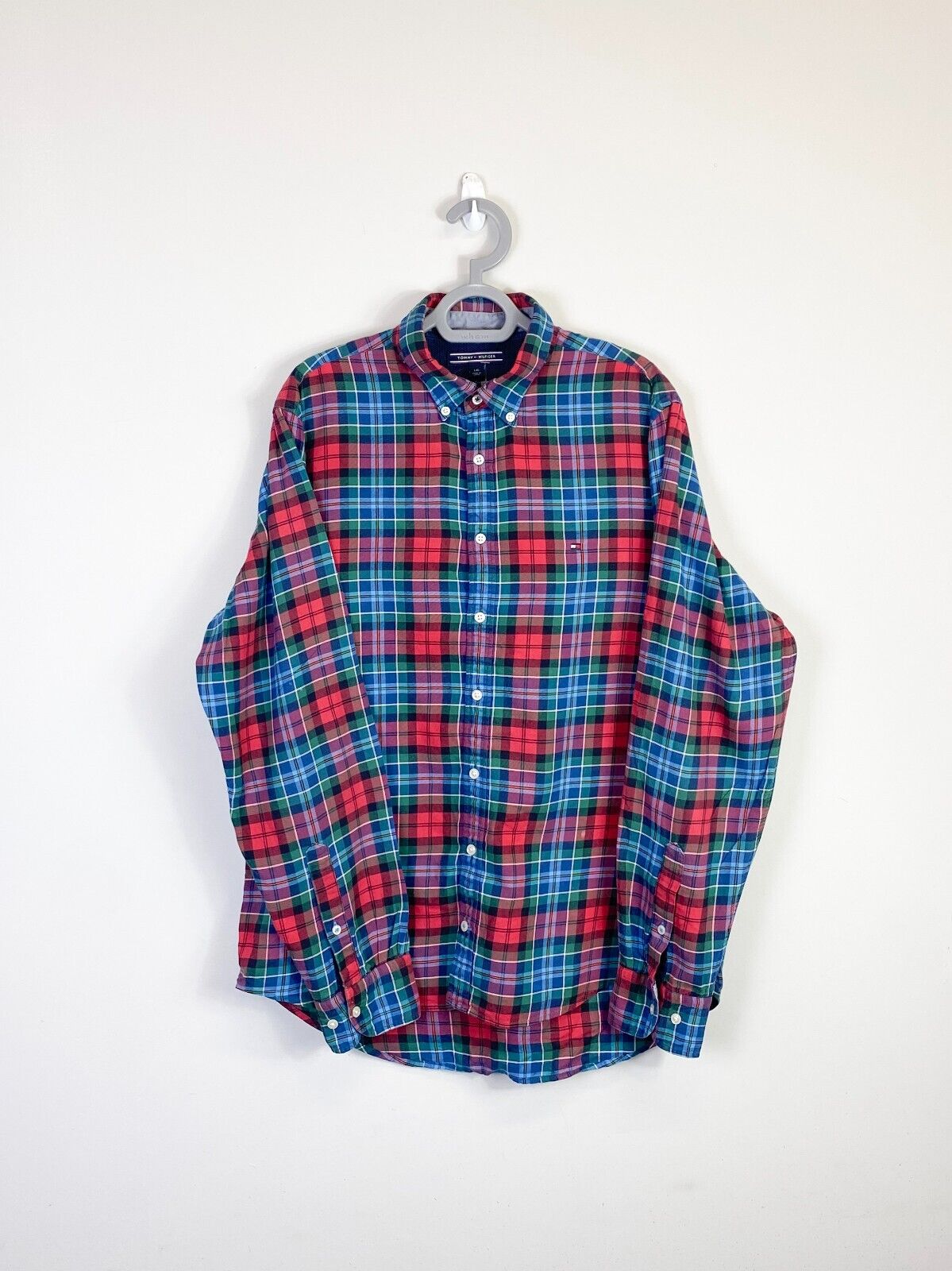 Tommy Hilfiger Shirt Mens Large Multicolour Plaid Casual Long Sleeve Button Down