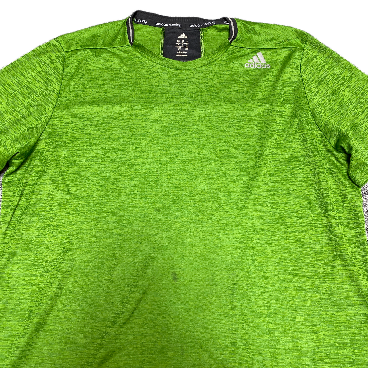 Adidas Climalite Running T-Shirt Men L Green Short Sleeve Crew Neck Pullover Tee