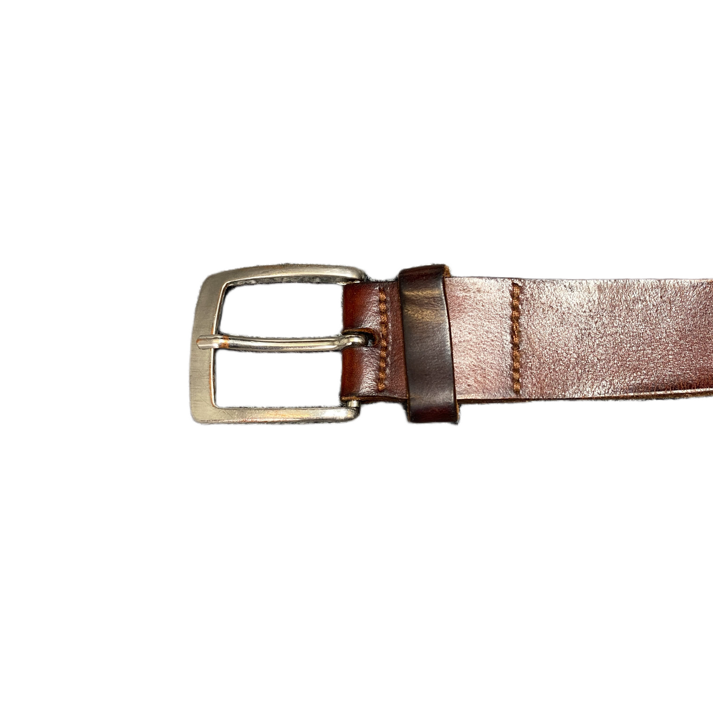 Waist Belt Mens Brown Leather Adjustable Silver Pin Buckle 47.5 inches