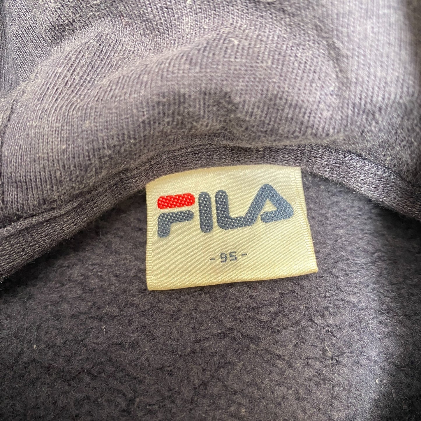 FILA Hoodie Womens Medium Black Fleece Lined Embroidered Patch Logo Full Zip