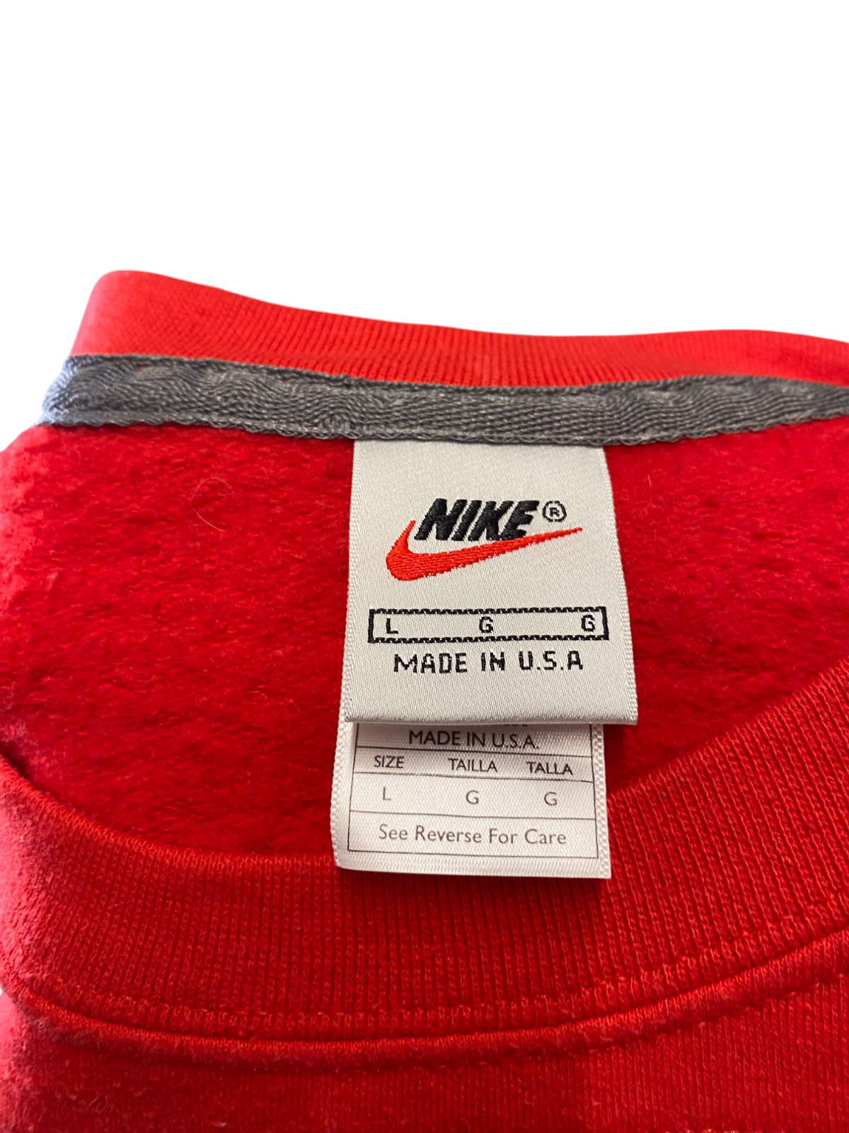 Nike Reworked Sweatshirt Mens Large Red Blue Spellout Logo Crew Neck Vtg Y2K