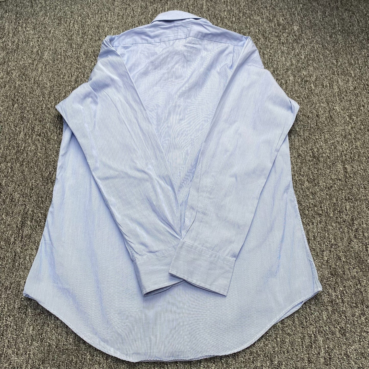 Ralph Lauren Formal Shirt Mens Medium Blue Pinstripe Regent Custom Fit Button-Up