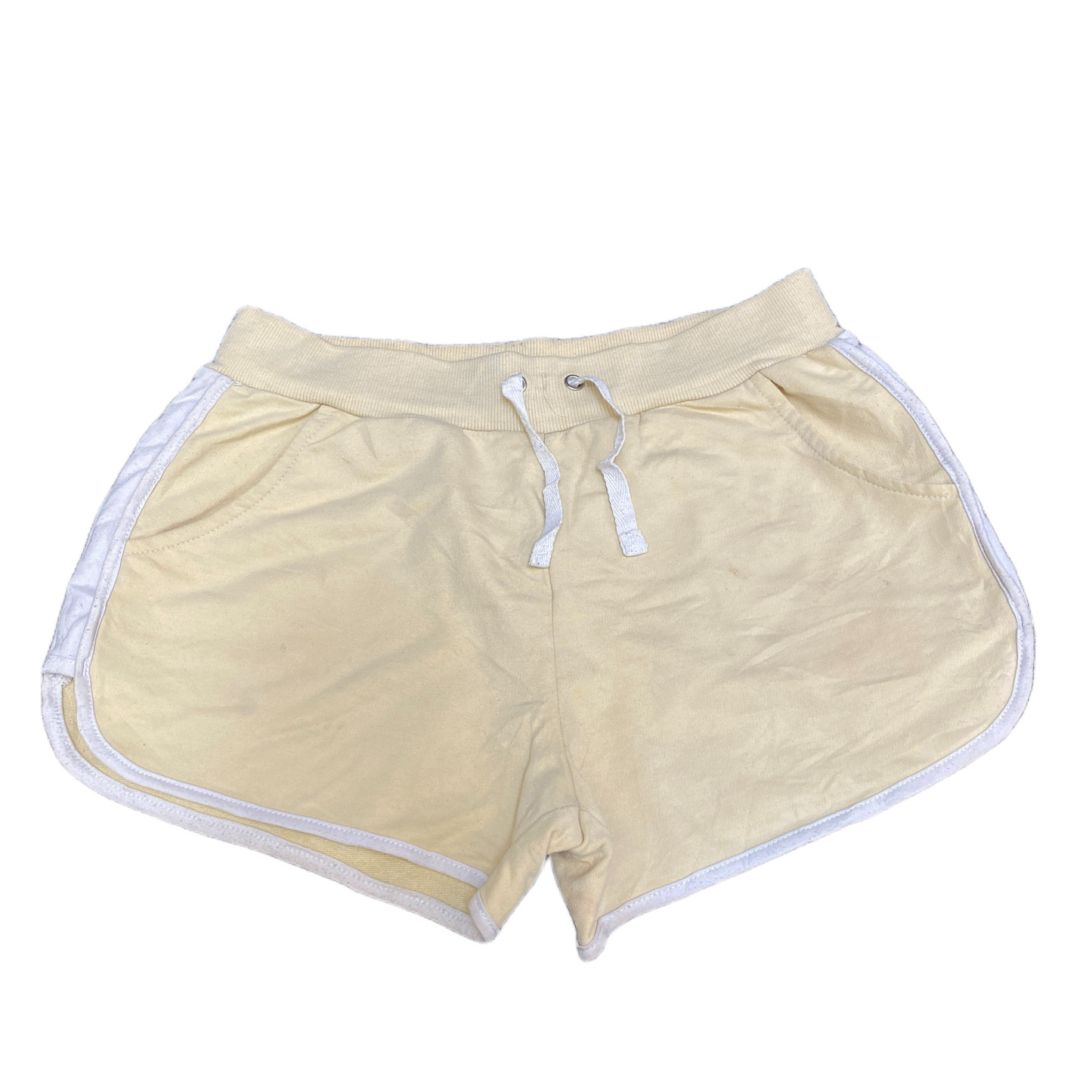 Running Sprinter Shorts Womens S 25" Waist Yellow Athletic Workout Dolphin Hem