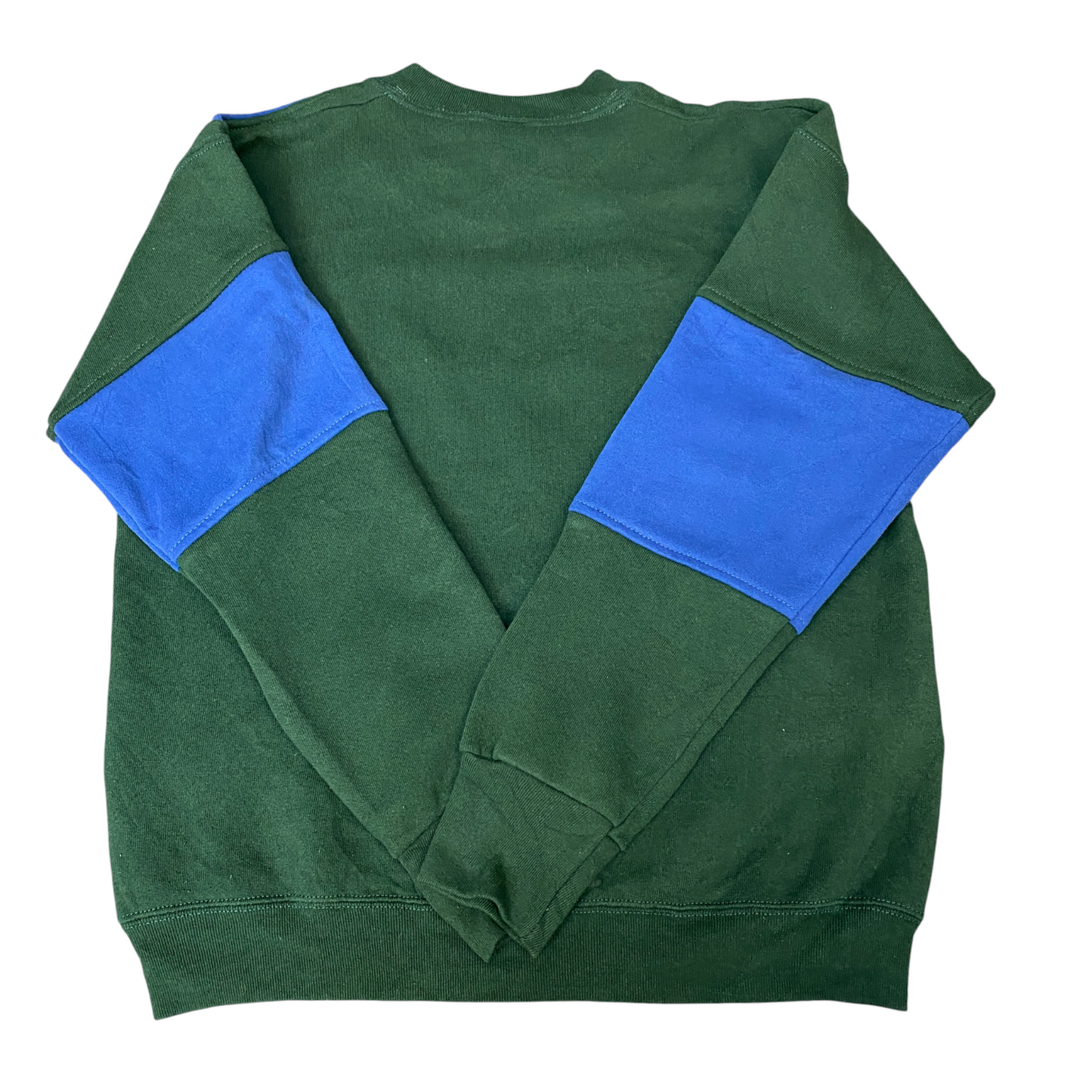 Nike Reworked Sweatshirt Mens Small Green Blue Embroidered Spellout Logo Vtg Y2K