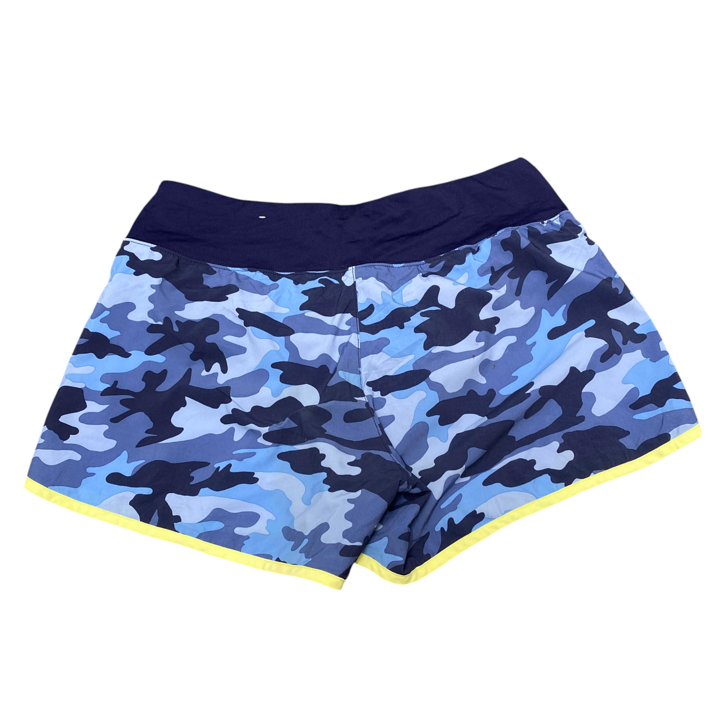 Active Running Shorts Girls 30W Blue Camo Athletic Fit High Waist Dolphin Hem