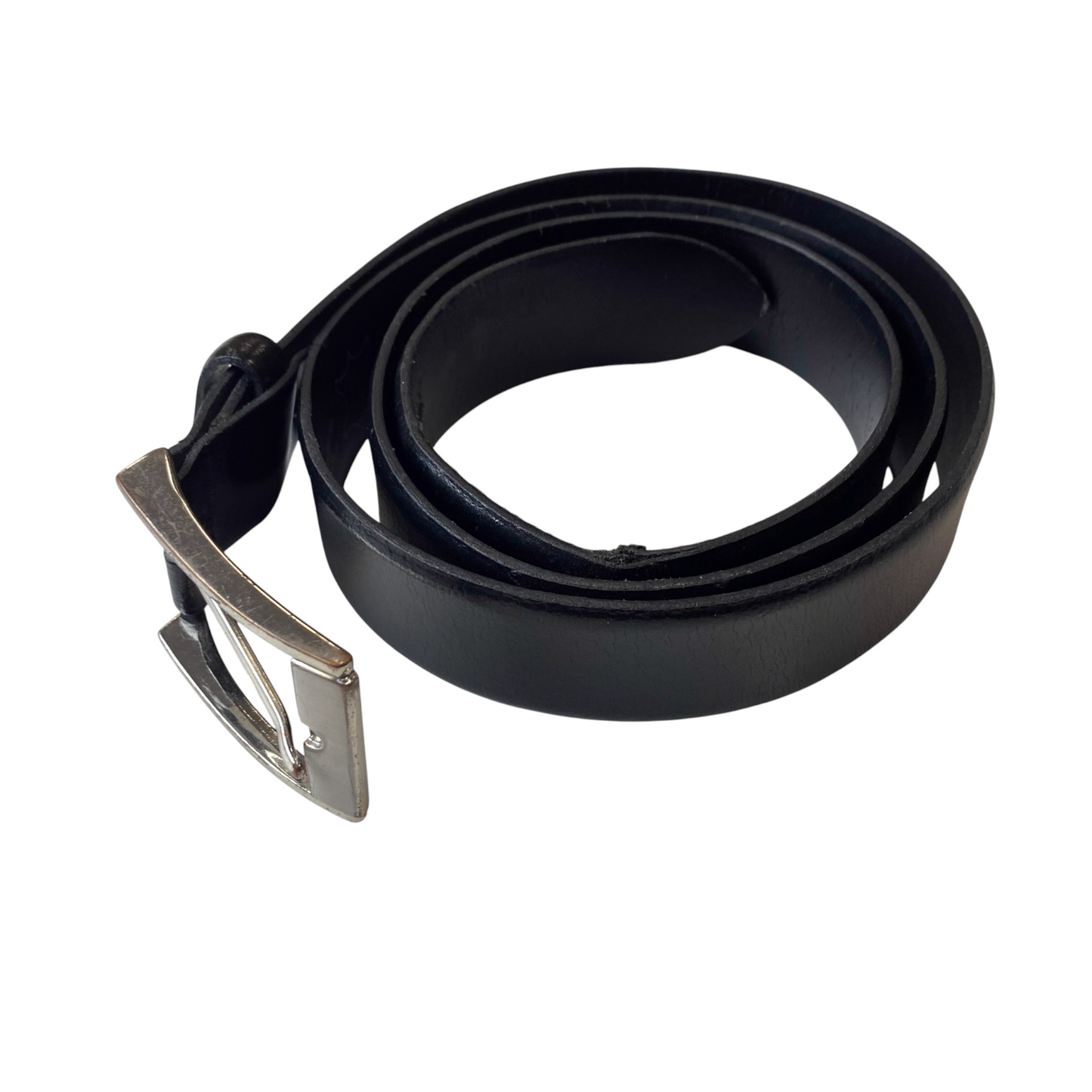 Mens Waist Dress Belt Black Leather Formal Adjustable Pin Buckle Size 48 in