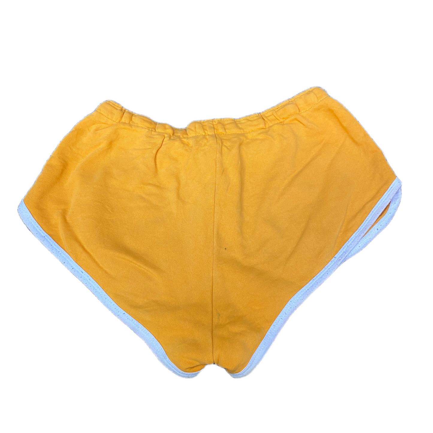 Running Sprinter Shorts Women L 28" Waist Yellow Workout Stretchy Dolphin Hem