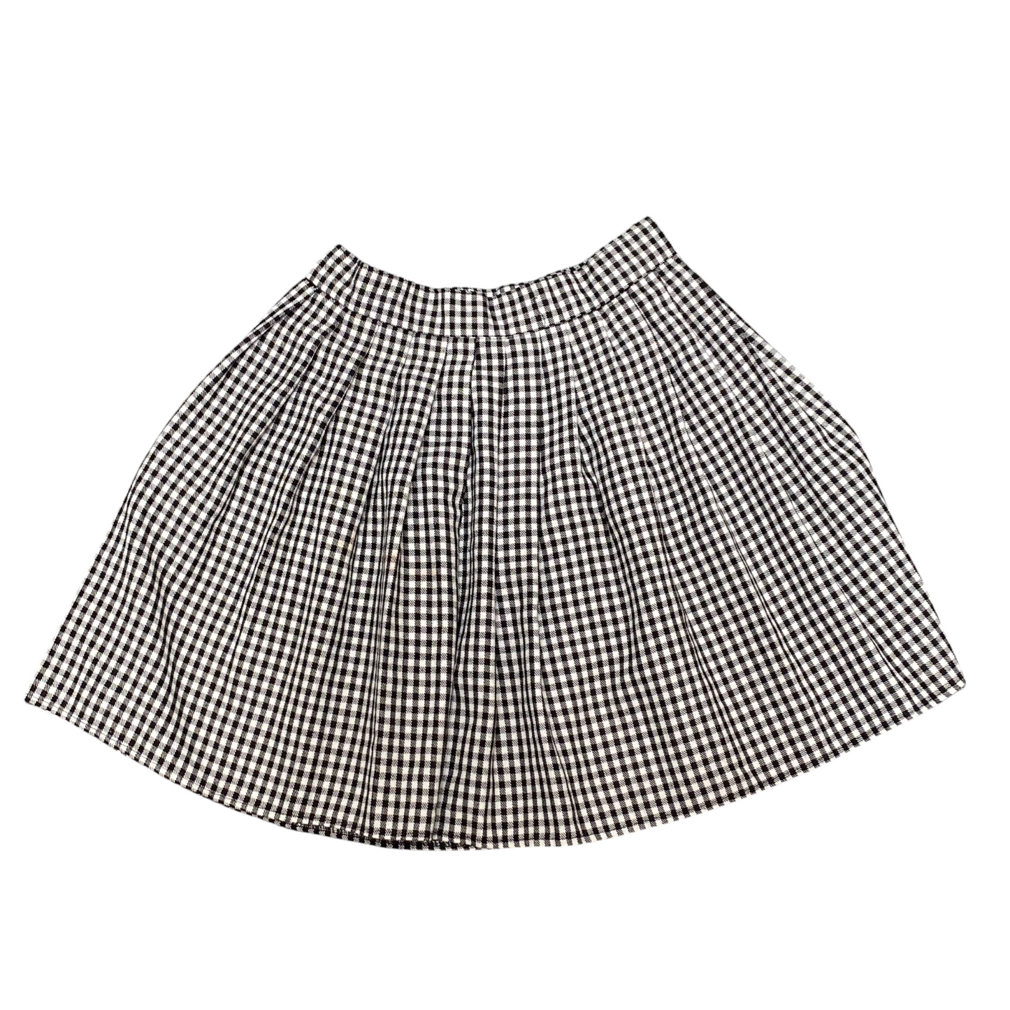 Clockhouse Mini A Line Skirt Womens S Black White Gingham Pleated Button Front