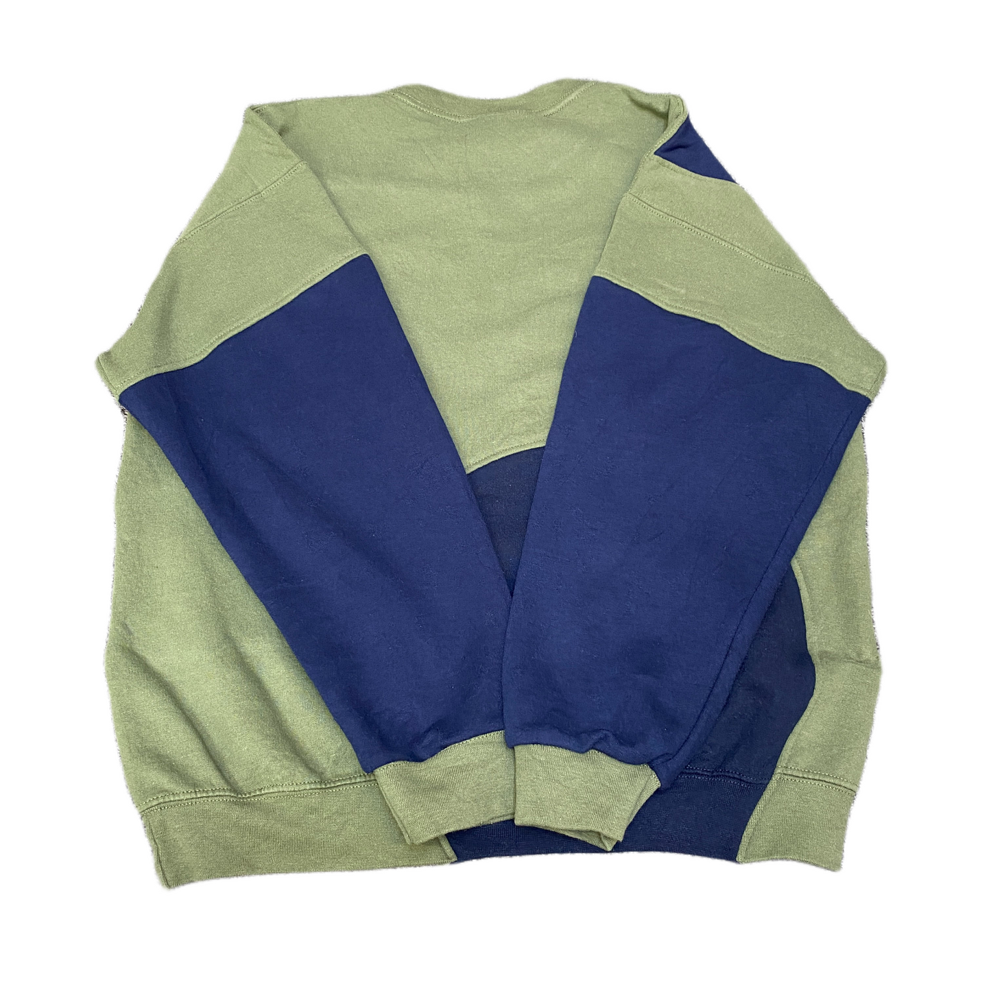 Nike Reworked Sweatshirt Mens M Navy Green Embroidered Spellout Logo Vintage Y2K