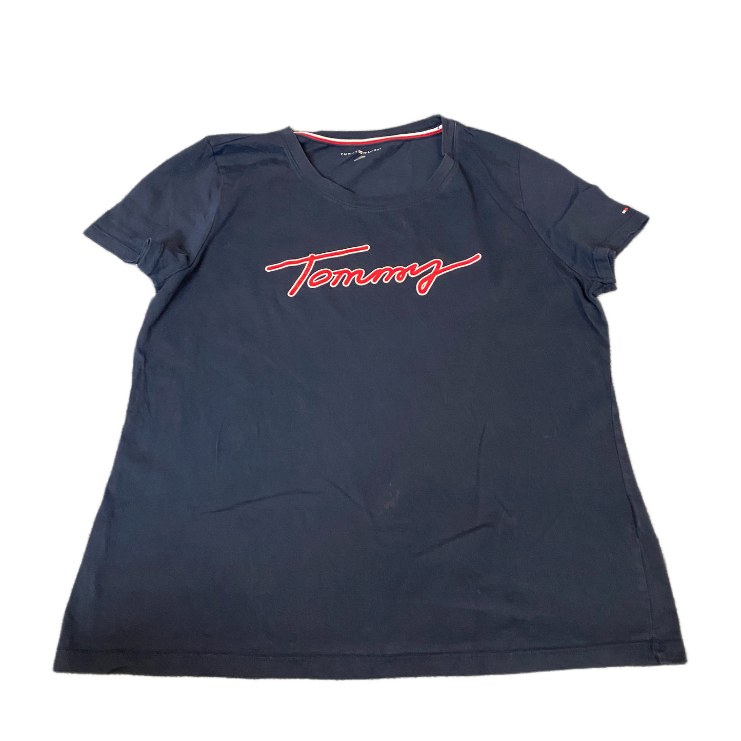 Tommy Hilfiger T-Shirt Womens M Black Graphic Logo Short Sleeve Crew Neck Tee