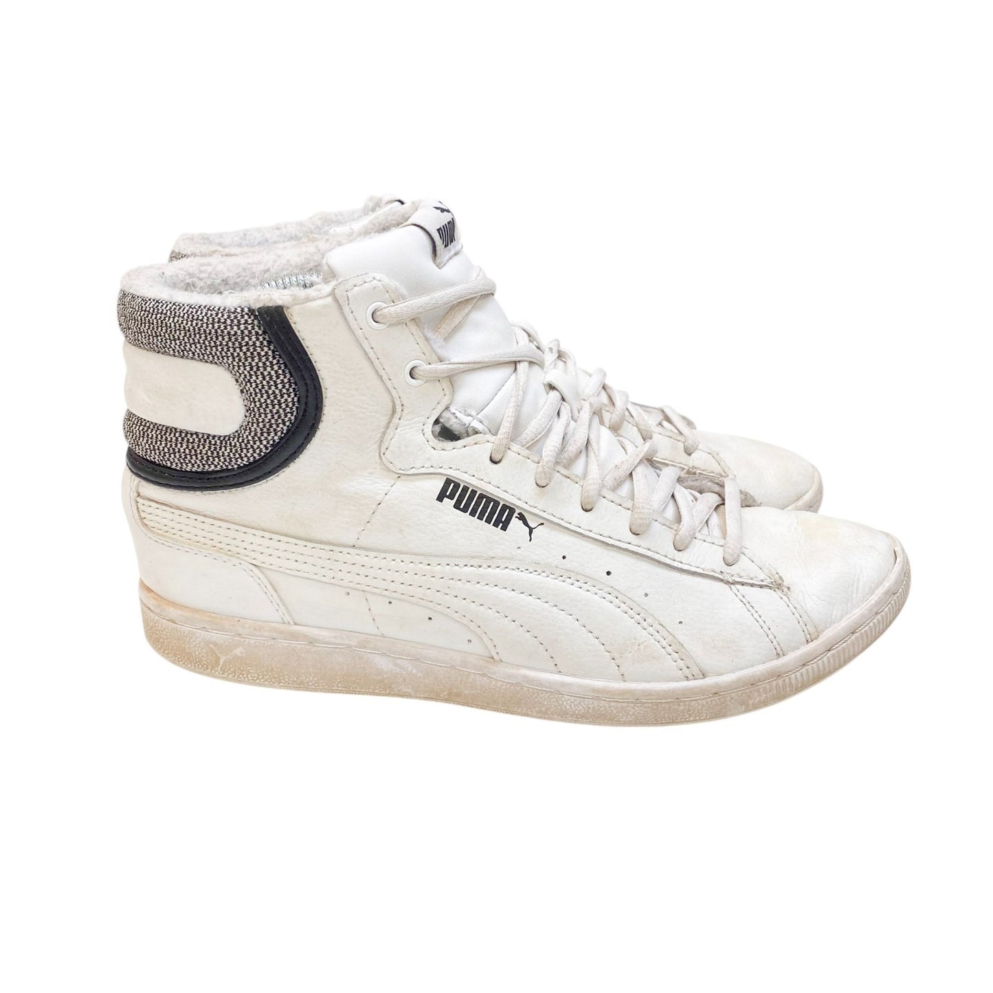Puma Vikky Mid Deboss Athletic Sneakers Men's 6.5 White Leather Casual High Top