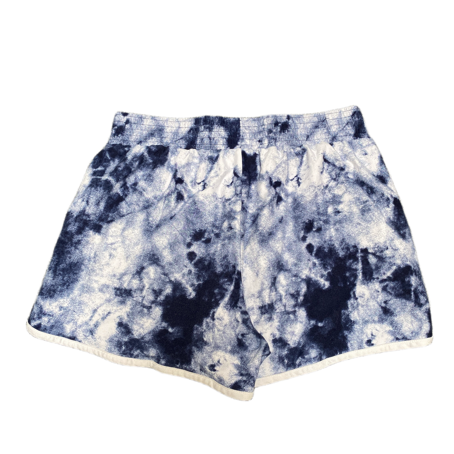 Running Sprinter Shorts Women S 28" Waist Blue White Tie Dye Workout Dolphin Hem