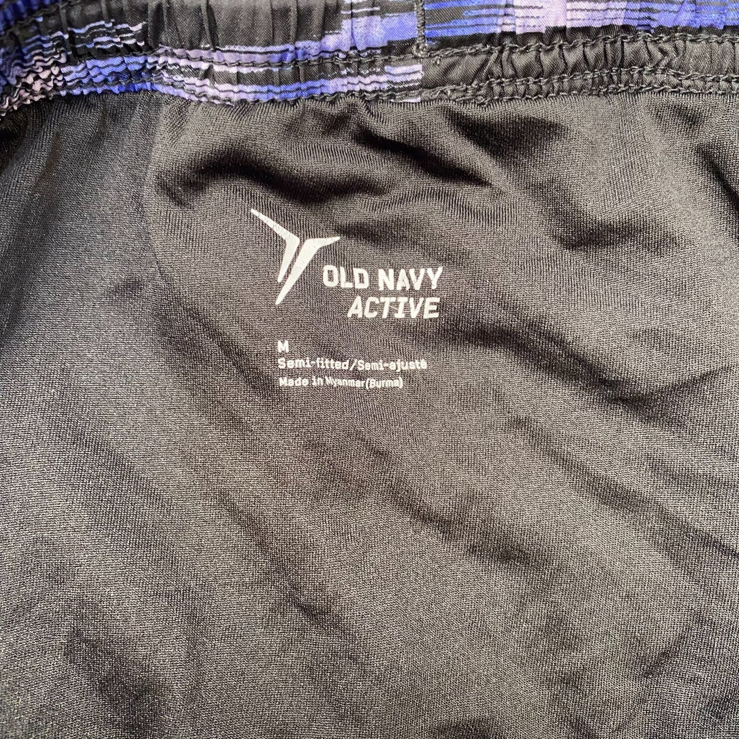 Active Running Shorts Womens M Black Blue Space Dye Semi-Fitted Drawstring Waist