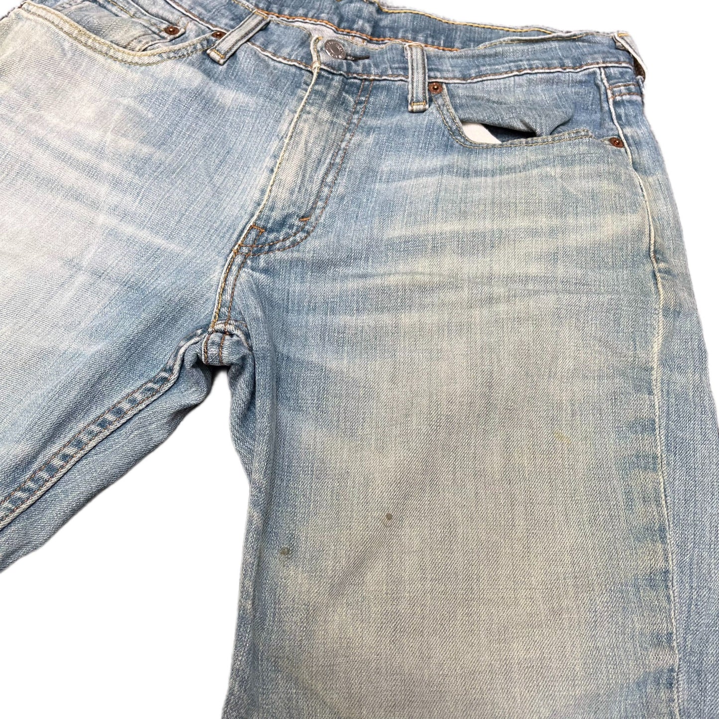 Levi's 514 Bermuda Shorts Fits as Mens Small 30" Waist Blue Denim Faded Red Tab