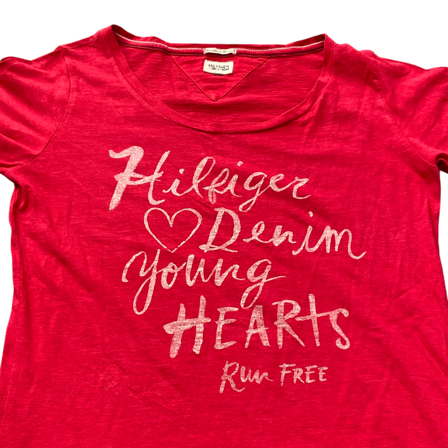 Hilfiger Denim T Shirt Mens Medium Red Short Sleeve Round Neck Pullover Tee