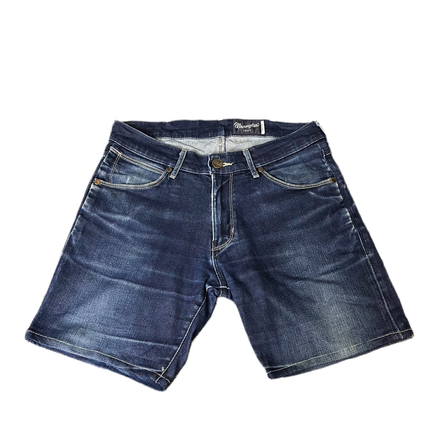 Wrangler Larston Denim Shorts Fits as Mens M 31" Waist Blue Dark Wash 5-Pocket