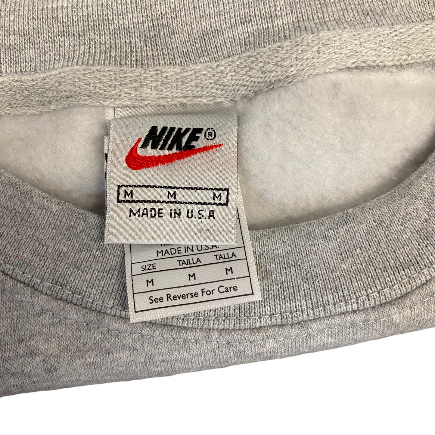 Nike Reworked Sweatshirt Mens Medium Grey Embroidered Spellout Logo Vintage Y2K