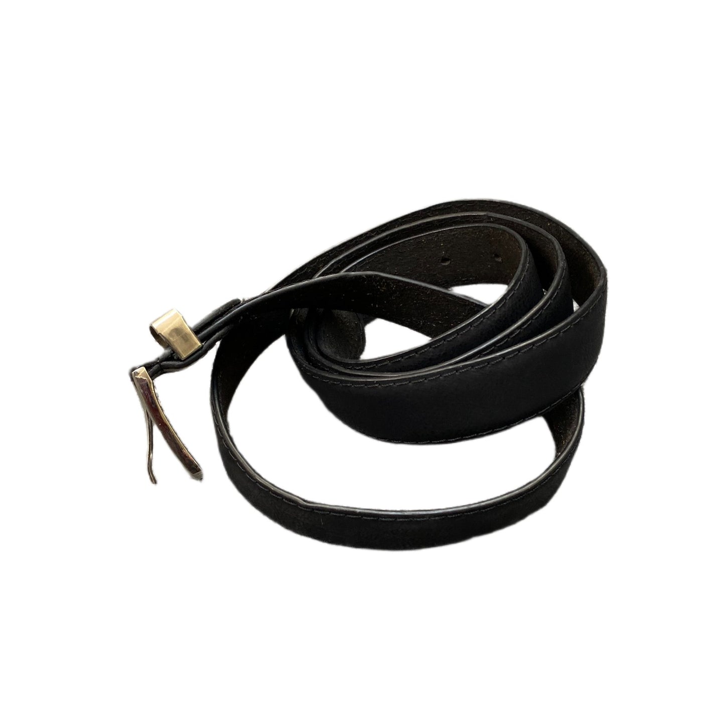 Calvin Klein Waist Belt Men Black Leather Adjustable Silver Pin Buckle 51 Inches