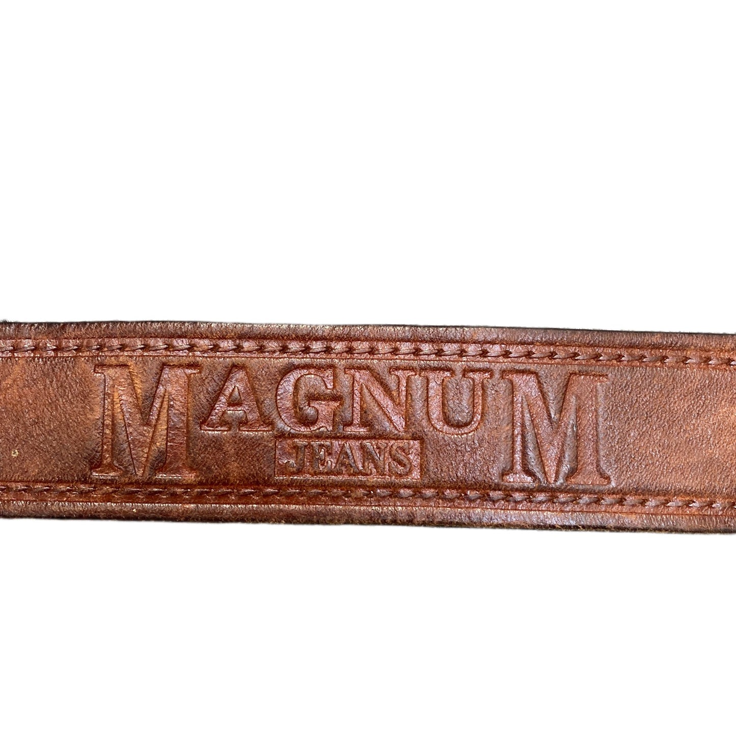 Magnum Jeans Waist Belt Mens Brown Leather Adjustable Silver Buckle 51.5 Inches