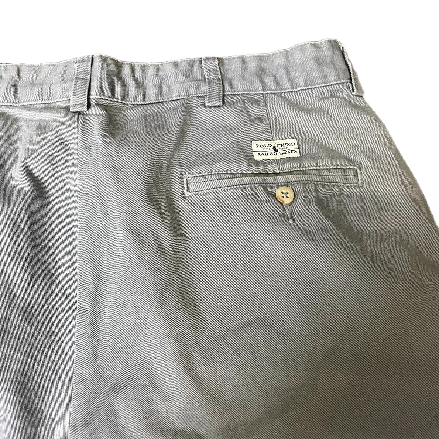 Polo Ralph Lauren Chino Shorts Fits as Mens XL 35" Waist Grey Pleated Outdoor