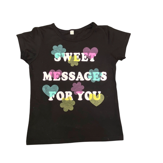 Tee Shirt Womens S Black Sweet Messages For You Graphic Print Short Sleeve