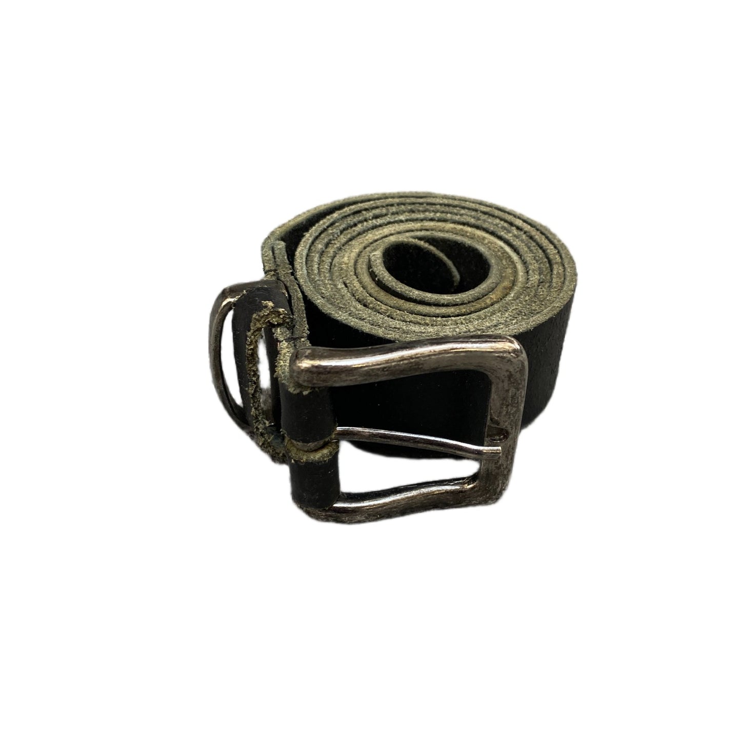 C&A Waist Belt Mens Large Black Leather Adjustable Silver Pin Buckle 43.5 Inches