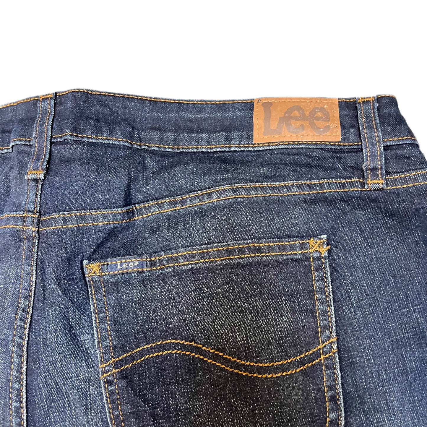 Lee Bermuda Shorts Fits as Womens 2XL 38" Waist Blue Denim Mid Rise Regular Fit
