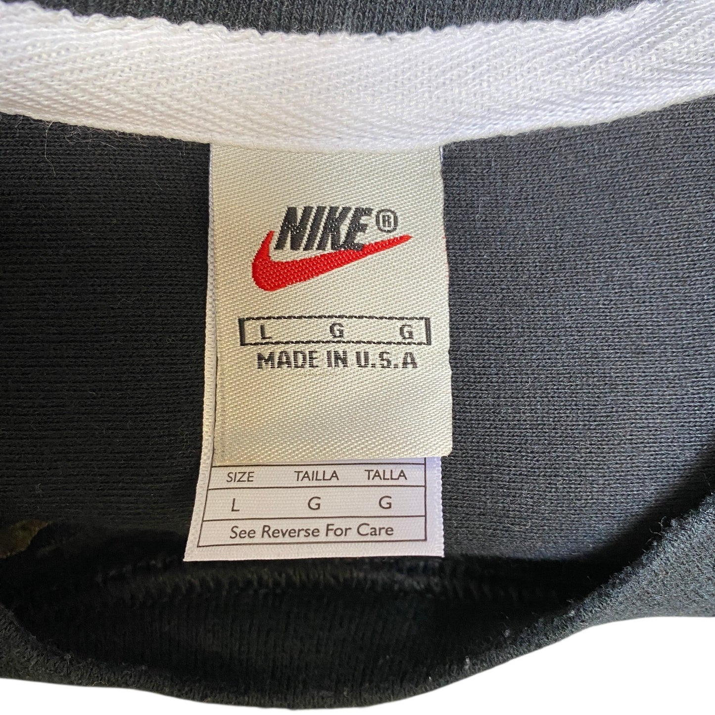 Nike Reworked Sweatshirt Men L Black Brown Embroidered Spellout Logo Vintage Y2K