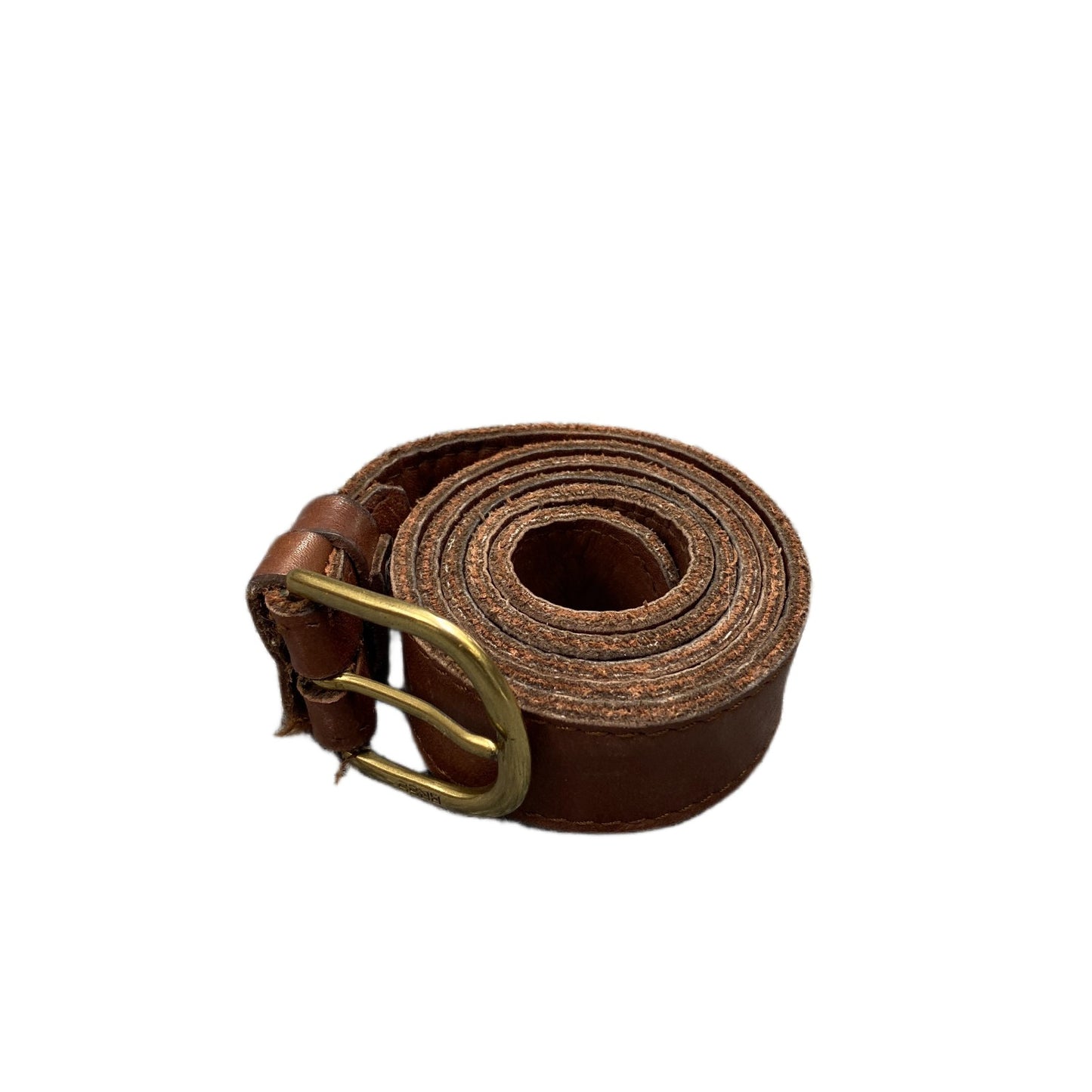 BREE Waist Belt Men Brown Leather Adjustable Brass Pin Buckle 33 Inches