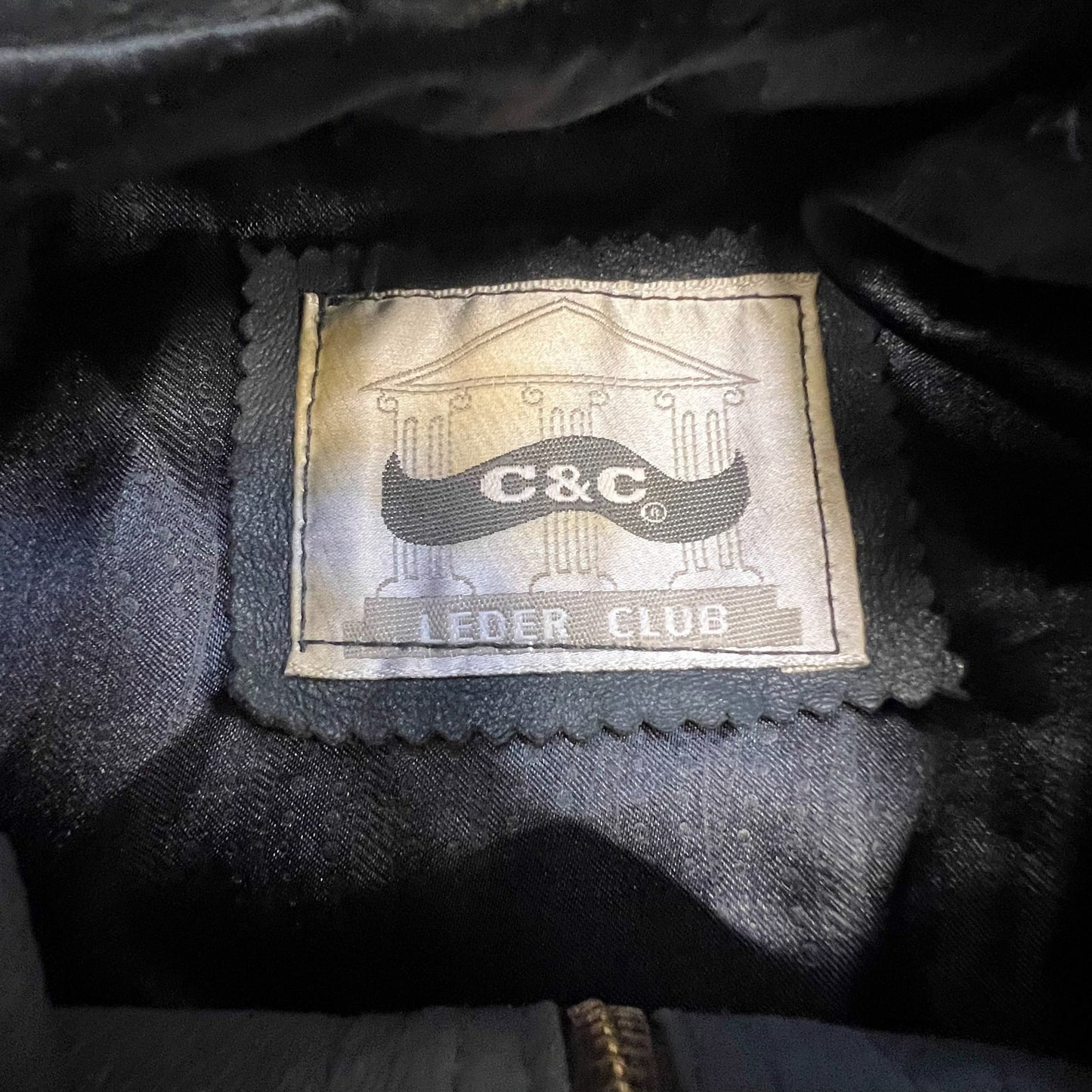 C&C Faux Leather Jacket Mens Medium Black Lined Collared Snap Button Full Zip