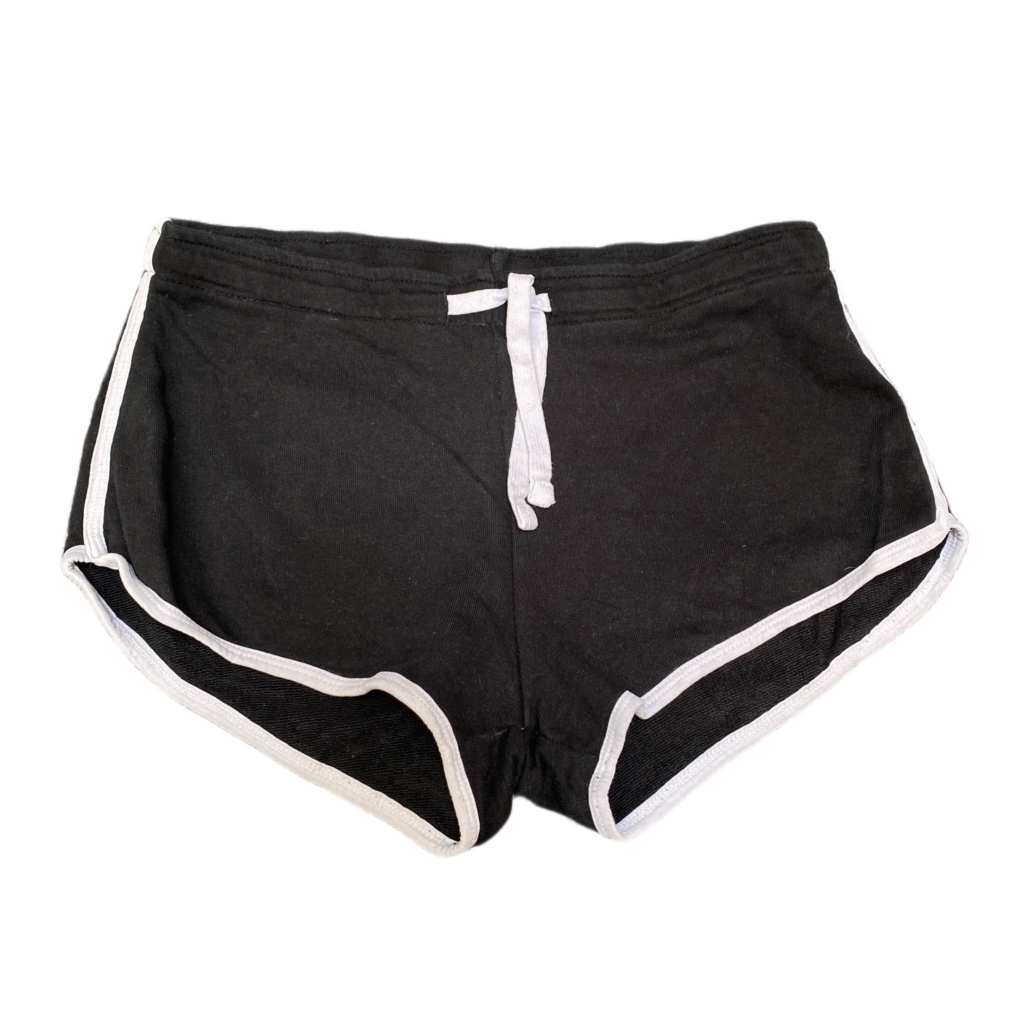 Running Sprinter Shorts Womens M 30" Waist Black Athletic Drawstring Dolphin Hem